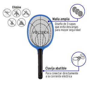 Raqueta exterminadora de insectos Recargable Volteck