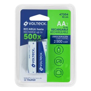 Pack de 2 Pilas recargables larga duracion AA de 2500mAh