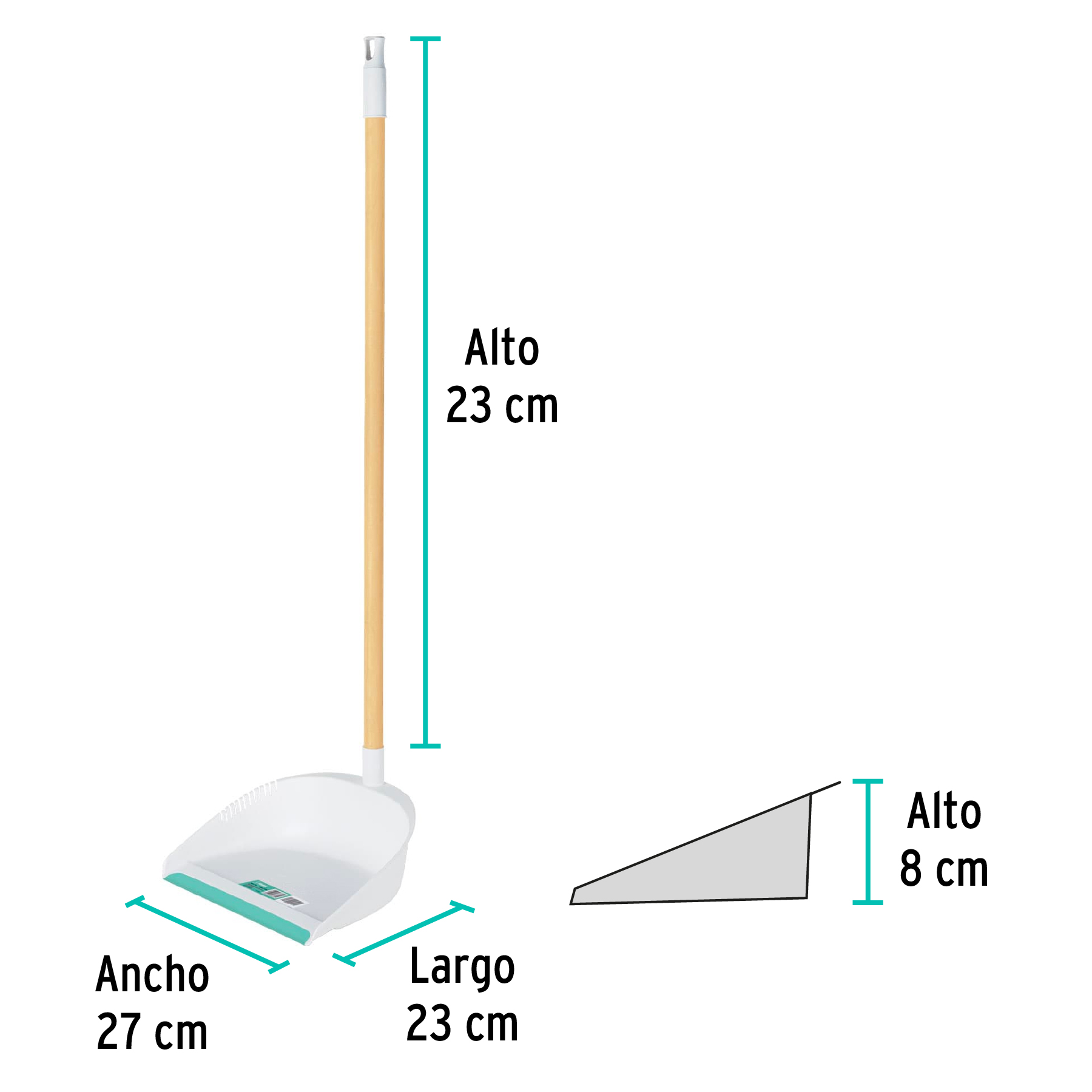 Recogedor plastico con baston de madera