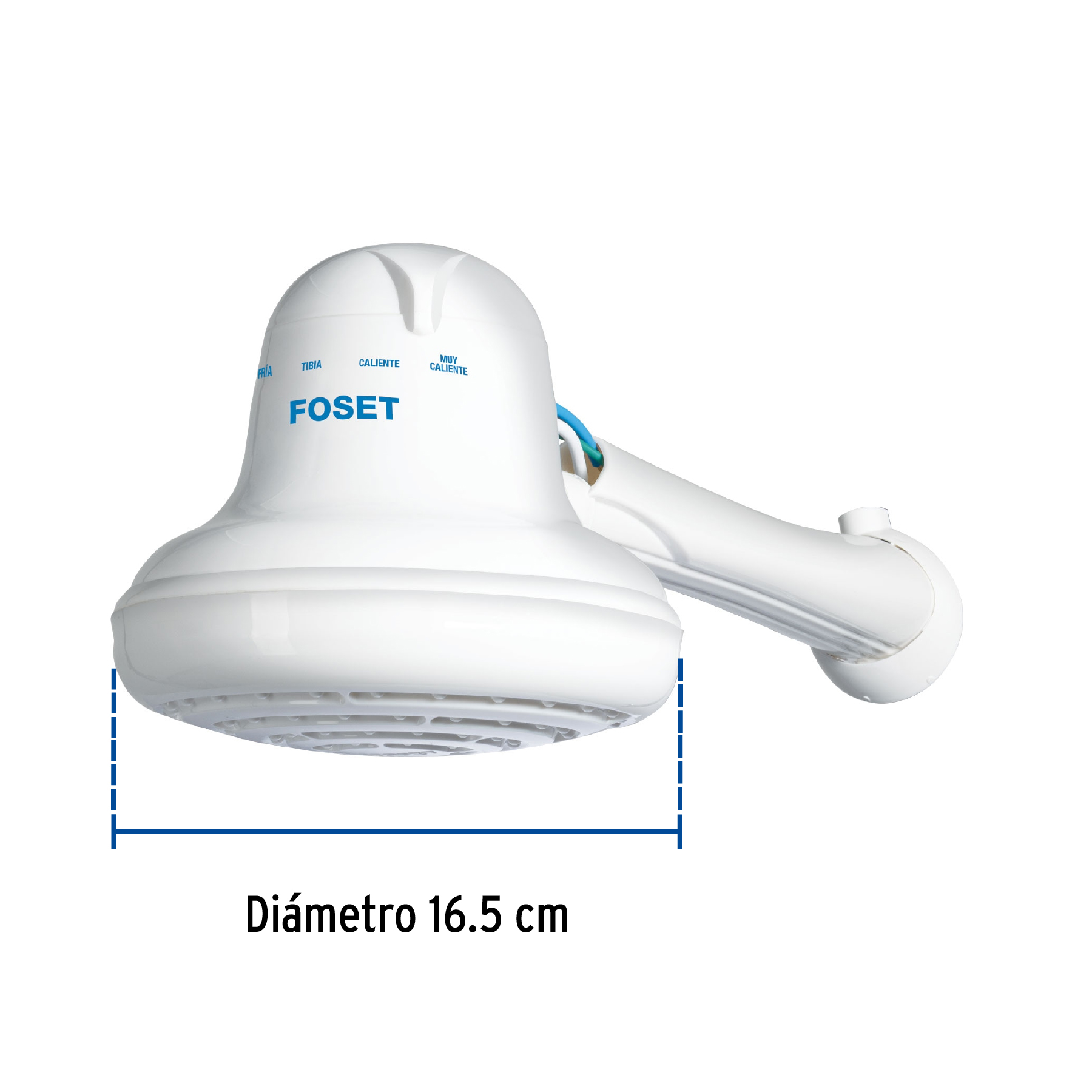 Regadera electrica de 4 temperaturas 6-1/2" Blanca Foset