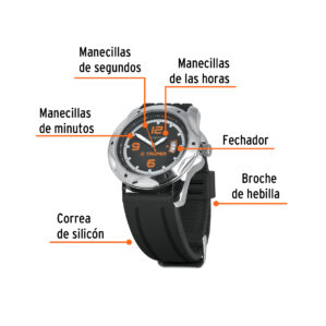Reloj para caballero de cuarzo, correa de plastico