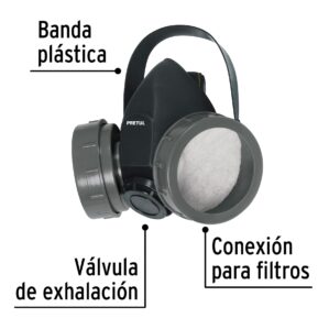 Mascara Respirador sin cartucho para 2 filtros Pretul