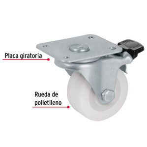 Rodaja de 2" Placa Giratoria con Freno Carga 30kg