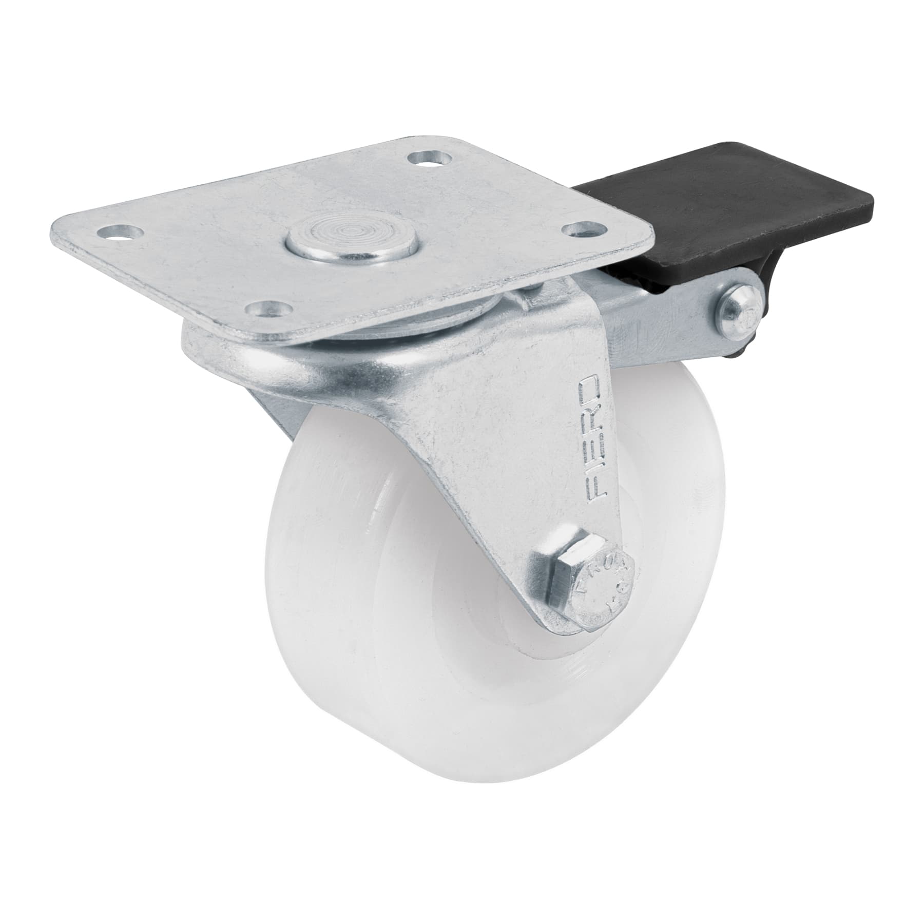 Rodaja de 2-1/2" Placa Giratoria con Freno Carga 35kg