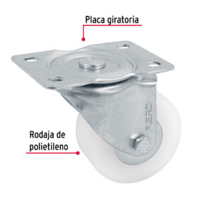 Rodaja con Balero 3" Giratoria Carga 130kg