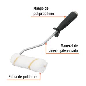 Mini rodillo poliester de 4" para pintar esmaltes y vinilicas