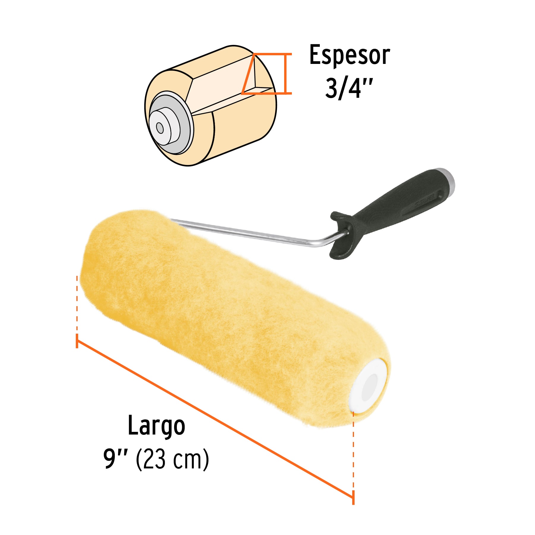 Rodillo para pintar con felpa 9x1" Semi Rugosa