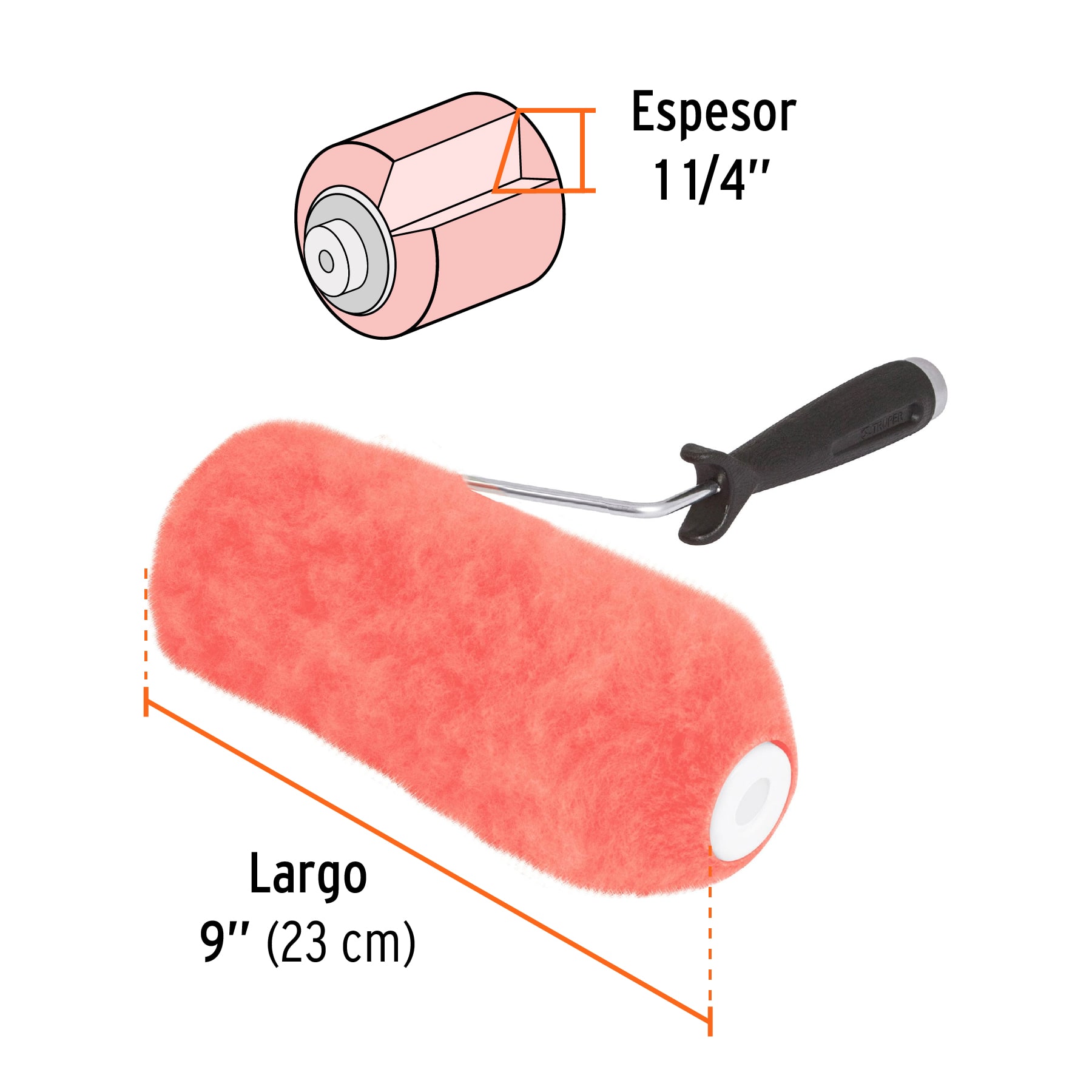 Rodillo para pintar de felpa 9x1-1/4" para superficie extra rugosa