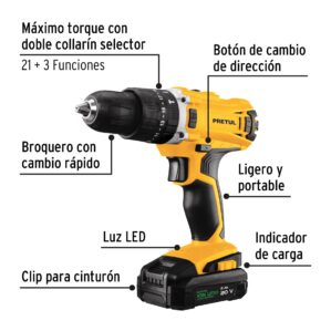 Kit Taladro Rotomartillo inalambrico 1/2" 20V 32 accesorios