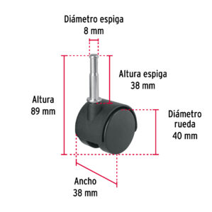 Rodaja tipo yoyo con espiga para Madera 40mm