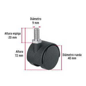 Rodaja tipo yoyo con espiga 40mm