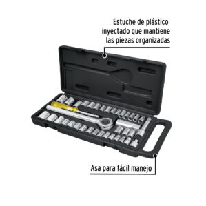 Juego de 39 herramientas 1/4" 3/8 para mecanico Pretul