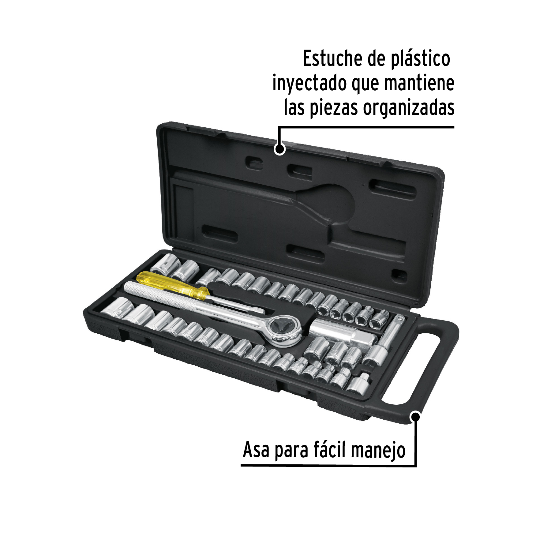 Juego de 39 herramientas 1/4" 3/8 para mecanico Pretul