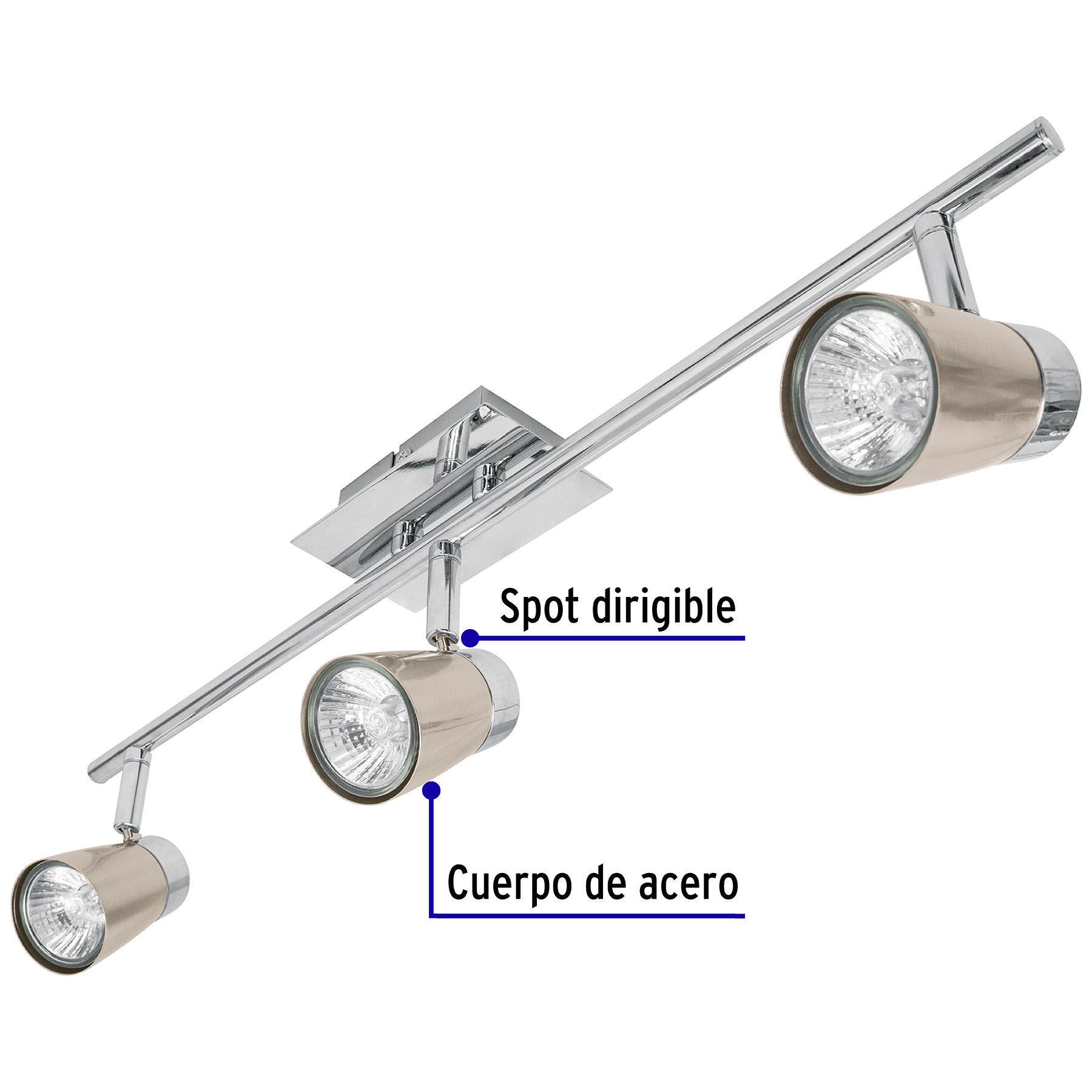 Luminario de sobreponer con 3 spots base GU10 Volteck