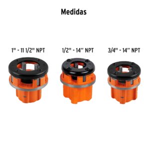 Juego de tarrajas para tubo 4 piezas de 1/2" a 1"