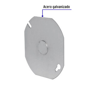 Tapa de acero para caja octagonal chalupa 4x4"