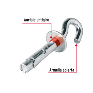 Pack de 2 Taquete expansivo armella abierta 1/2" y Ojo 1/2"