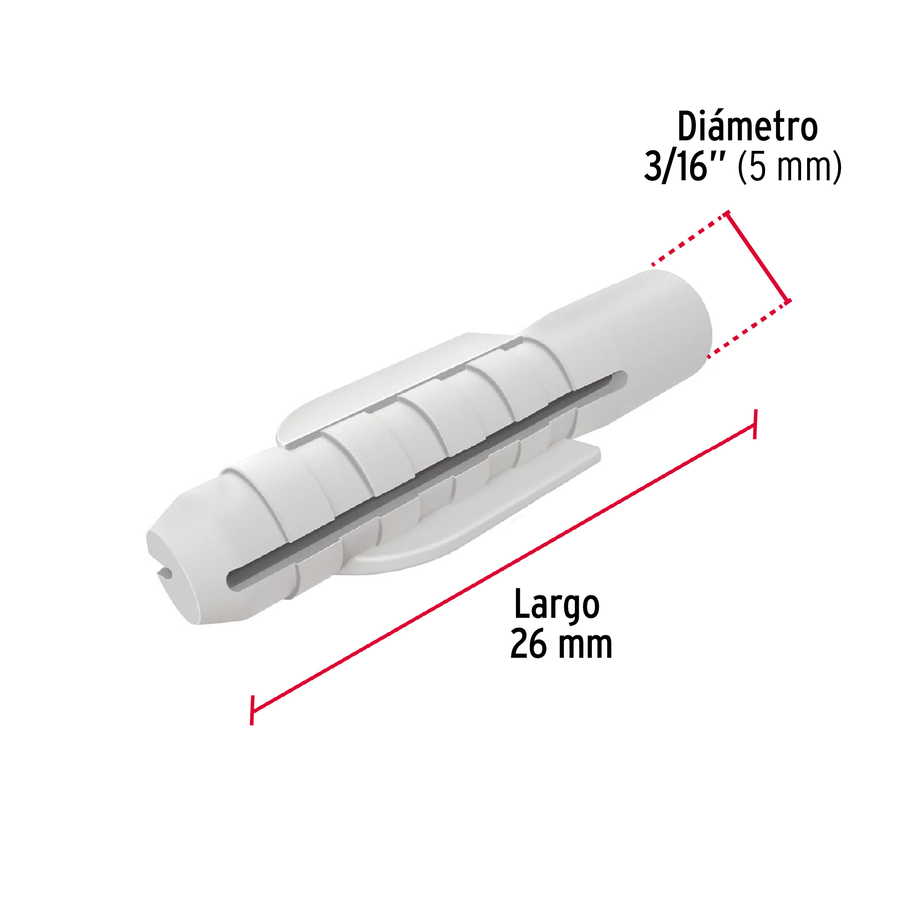 Taquete plastico de 3/16" Pack 50 piezas