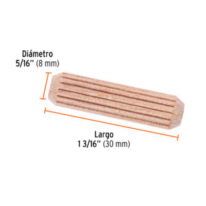 Blister con 100 taquetes de madera ranurado 5/16