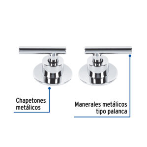 Juego de 2 manerales para regadera palanca cromo Tubig