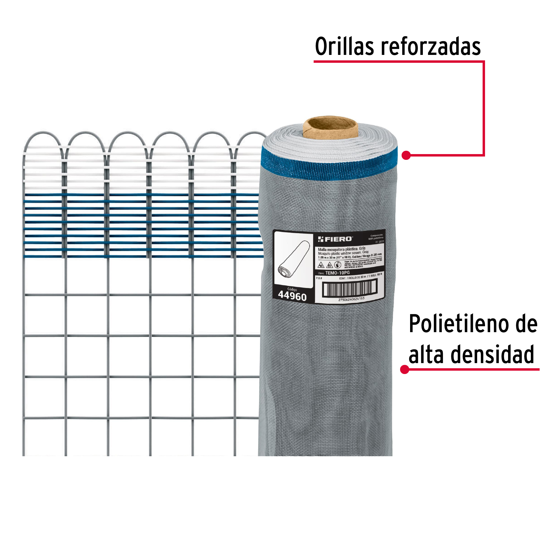 Malla mosquitera mosquitero plastica 1.05x30m gris