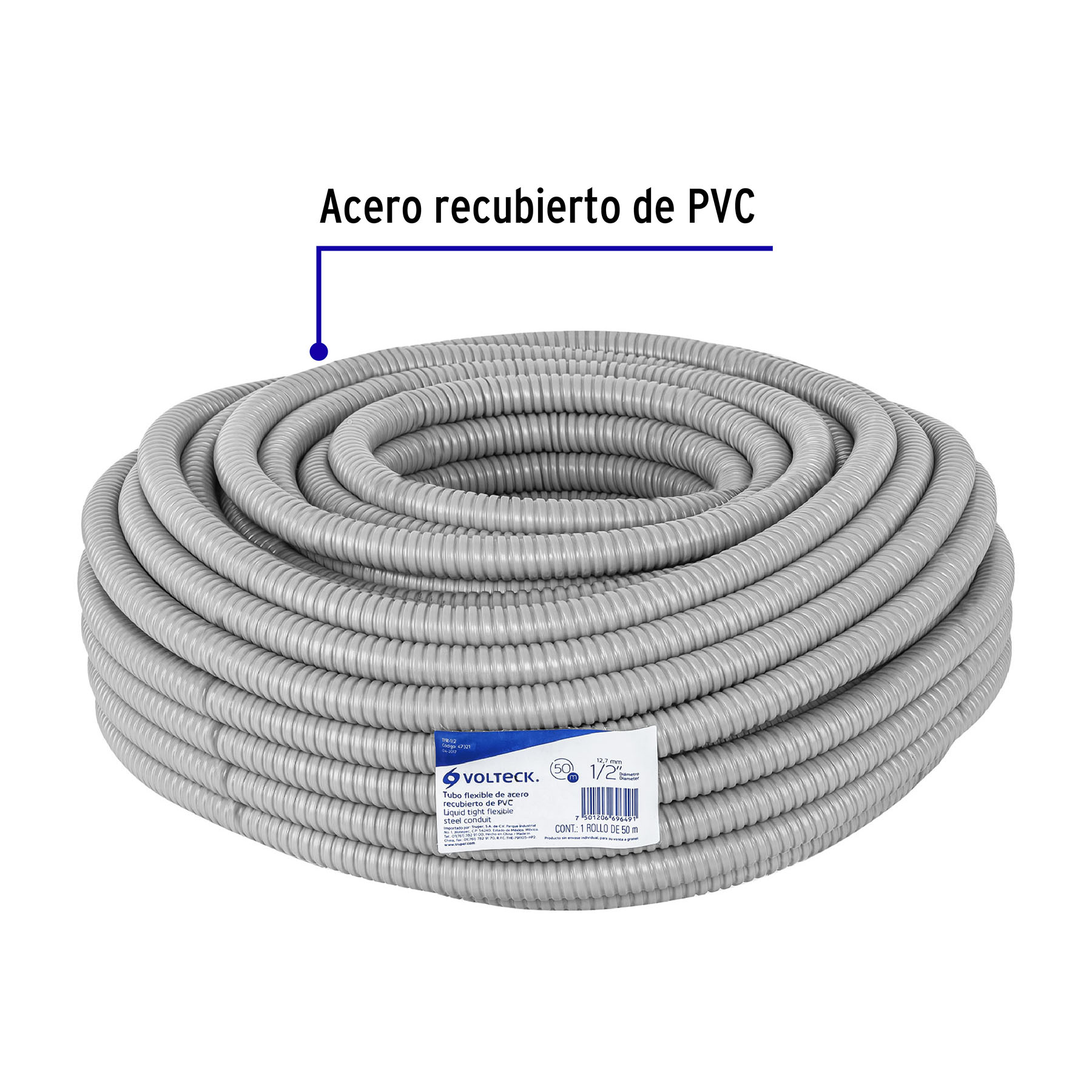 Rollo de 50m de Tubo flexible liquid tight 1/2" para Exterior