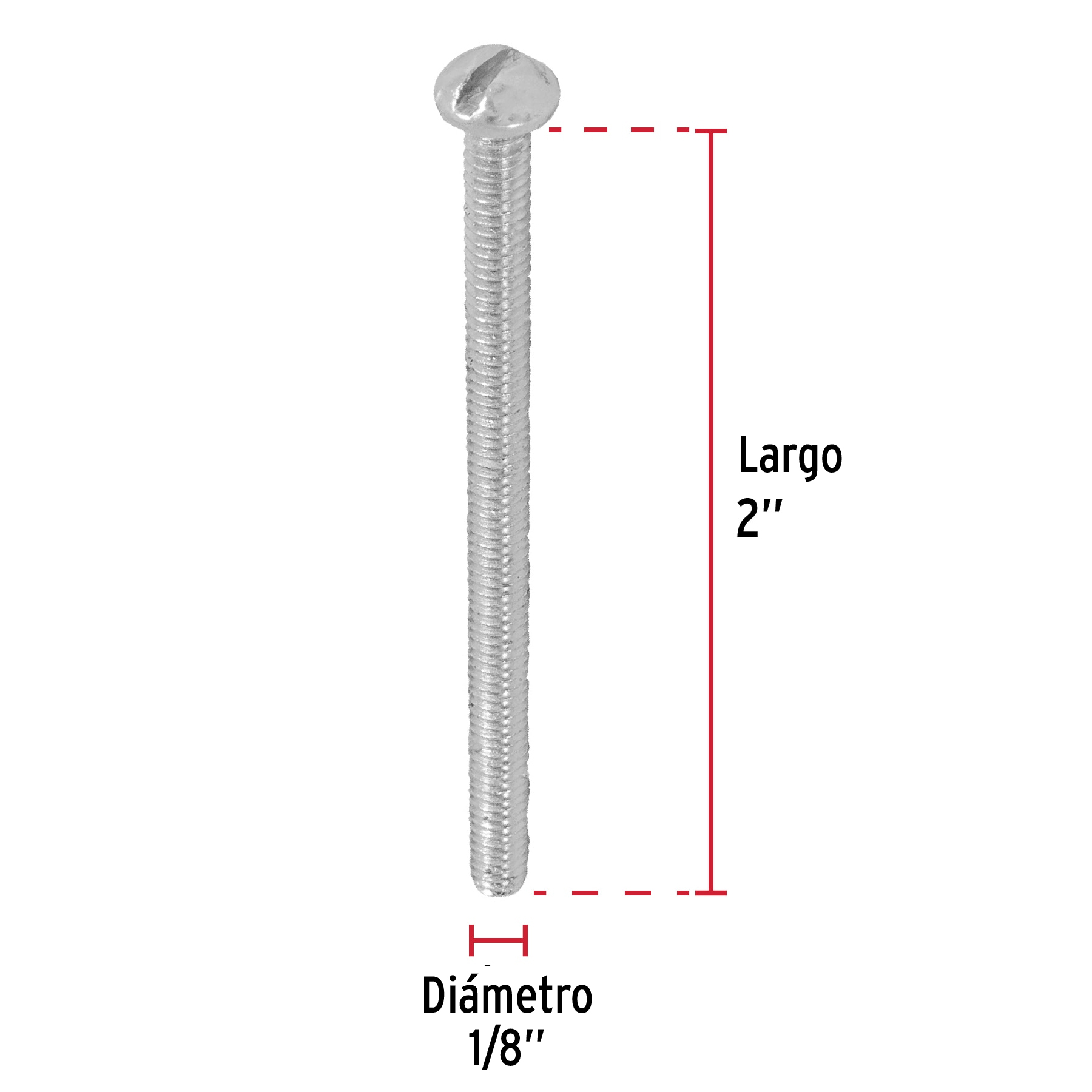 Tornillo tipo estufa 1/8 x 2" bolsa con 250 pzas