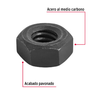 Tuerca hexagonal grado 5 de 1/4" bolsa 250 pzas