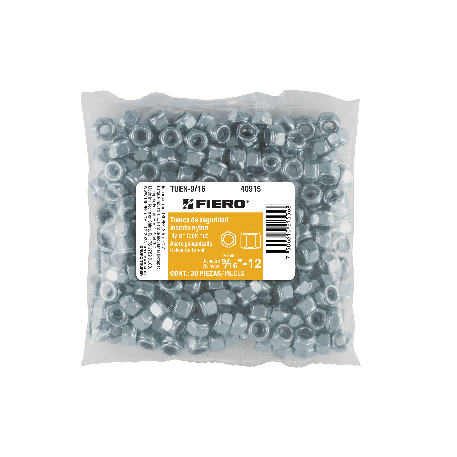 Bolsa con 150 tuercas de seguridad 5/16"