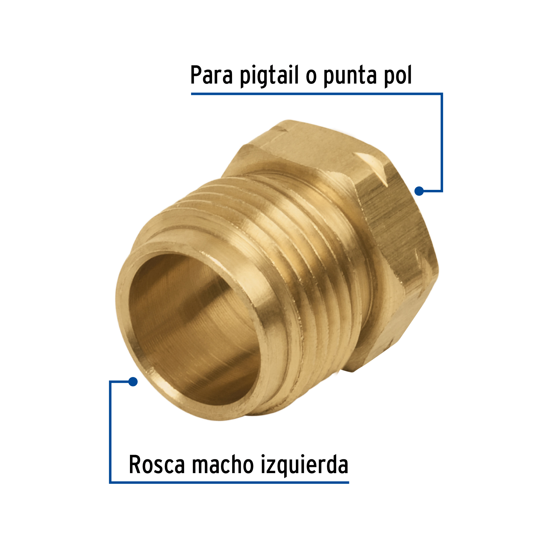 Tuerca Izquierda de Laton 7/8" para Gas