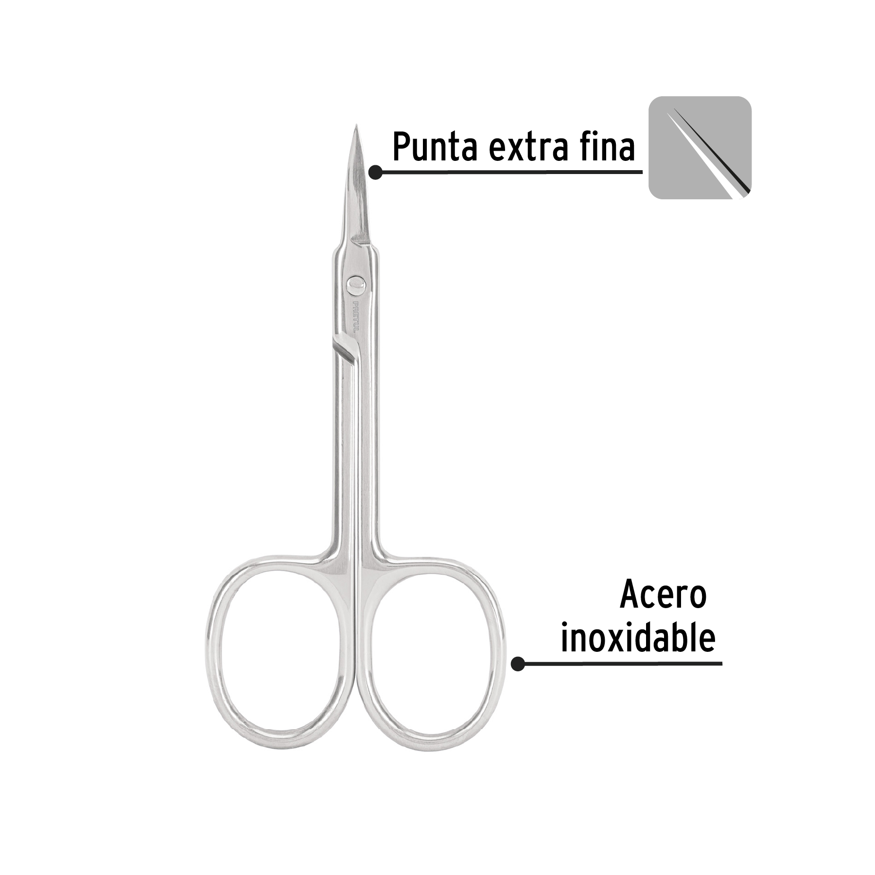 Tijera para manicure 3-1/2" punta extra fina para cuticula