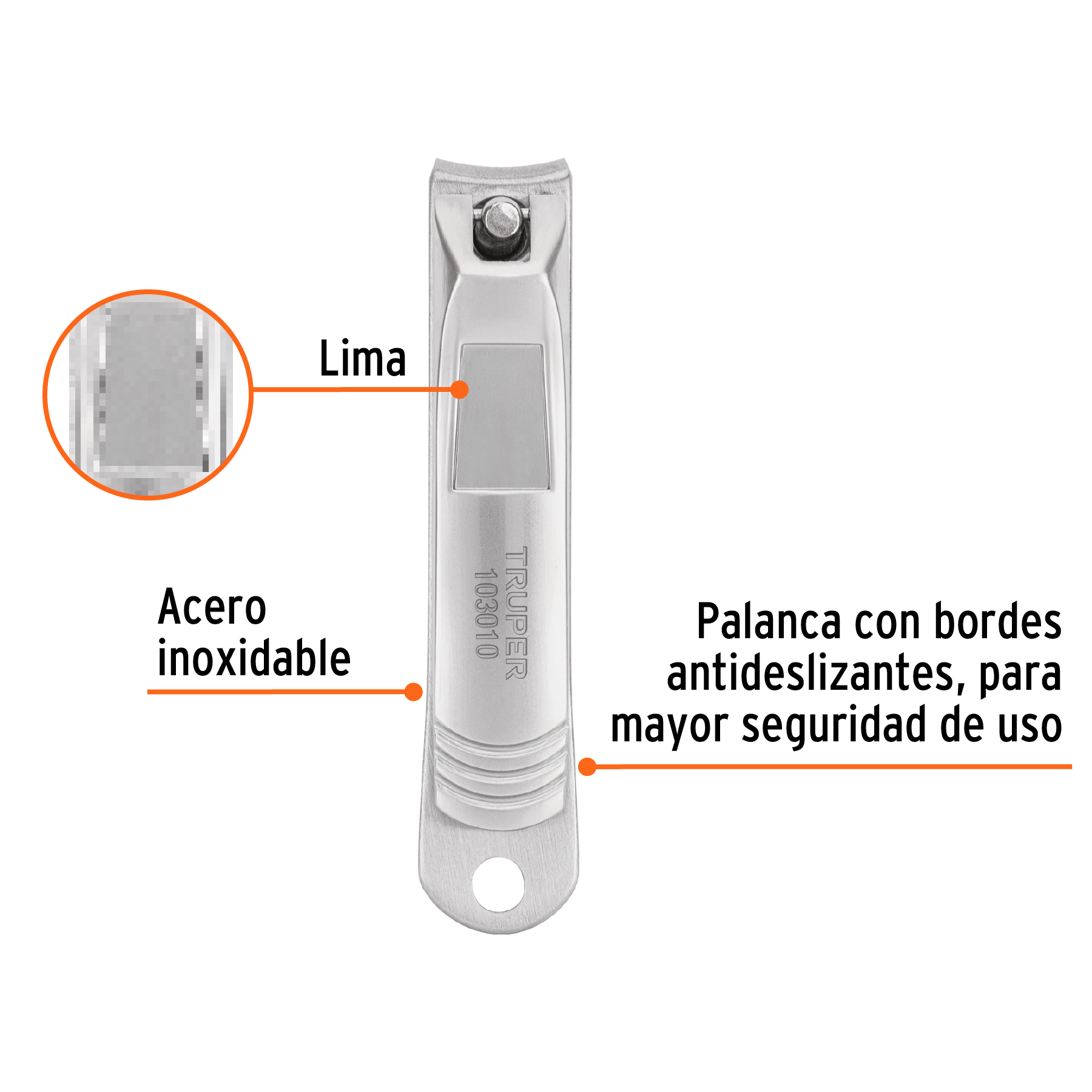 Corta uñas 3" acero inoxidable Truper