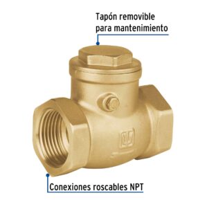 Valvula check horizontal de laton de 1