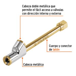 Sargento Valvula inflador cabeza doble cuerda 1/4 NPT