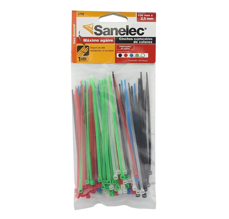 Pack de 100 Piezas Cincho plastico 10cm de Colores