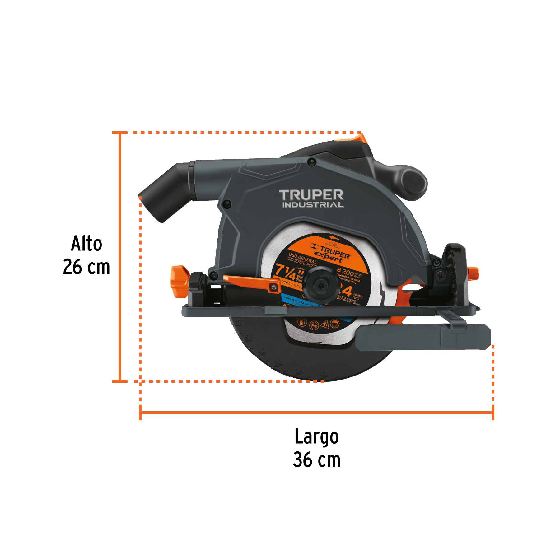 Sierra circular 7-1/4' 1800w Truper Industrial